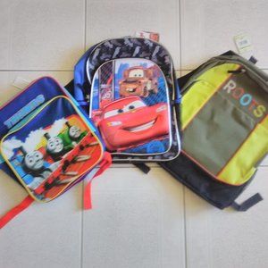 Boys Backpack Sets - Cars, Thomas, Roots(Like New)